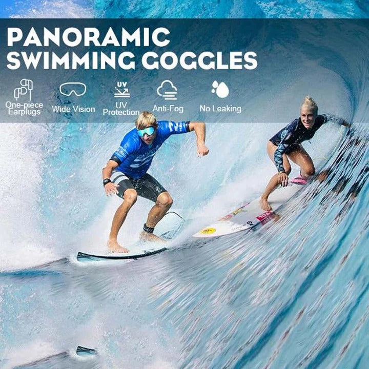 Anti-Fog Swim Goggles with Wide View Frame and Adjustable Nose  Bridge