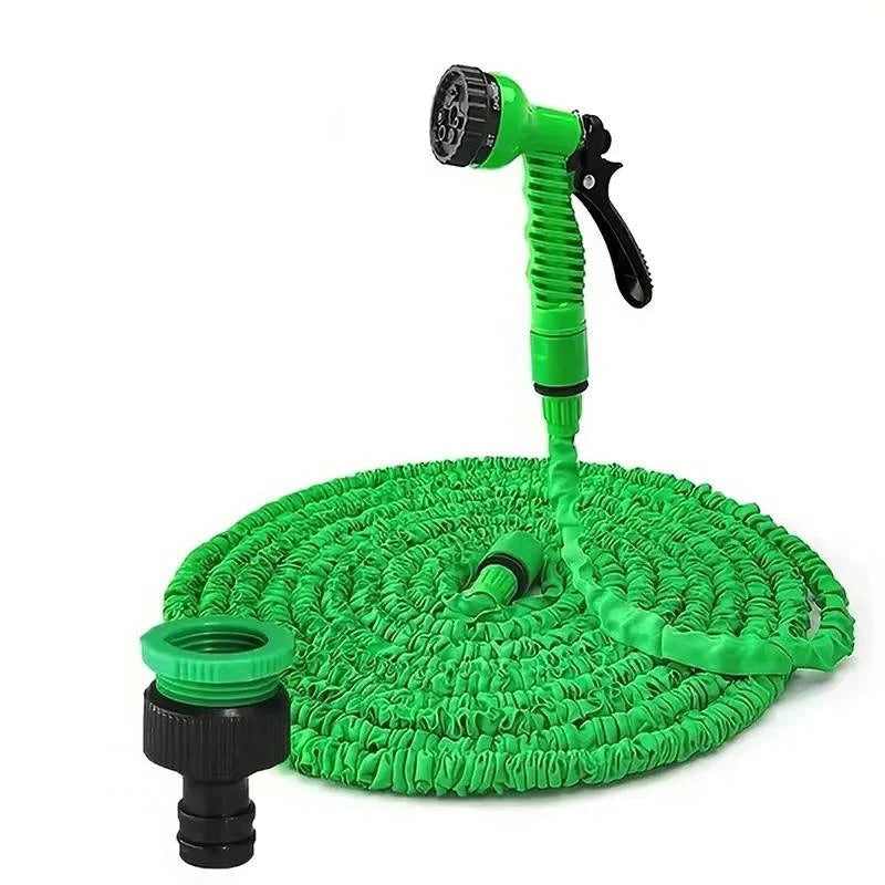 Expandable Garden Hose with Seven Spray Nozzle and Flow Control  Lever