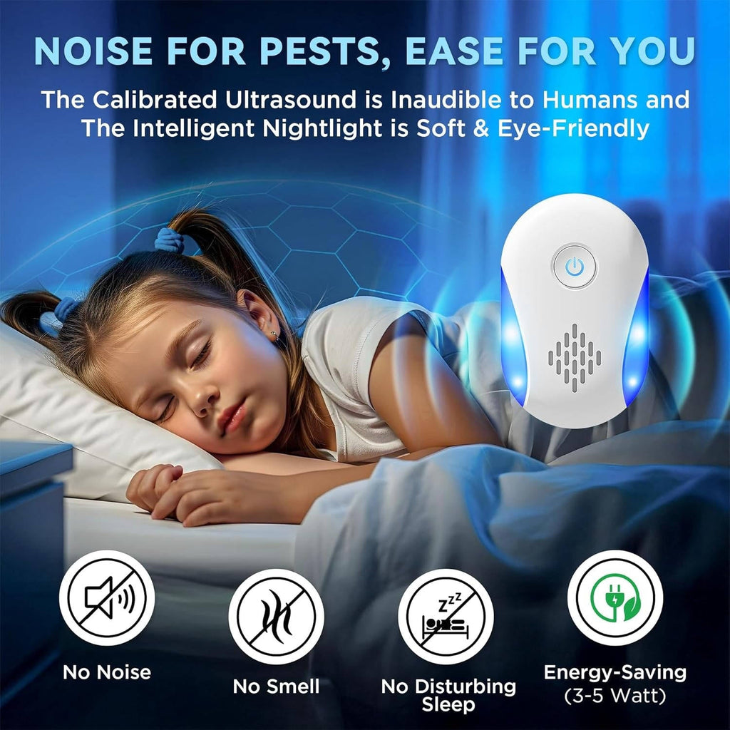6 Pack Plug in Ultrasonic Rodent & Pest Indoor Repeller, Mouse, Mice, Rats, Roaches, Ants, Spiders & Bugs