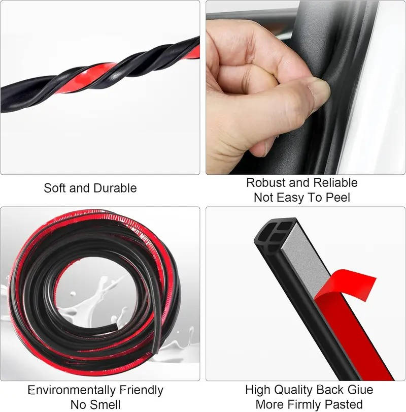 Car Door Sealing Strip, Waterproof and Dustproof Weatherstrip, Noise Reduction Car Accessory