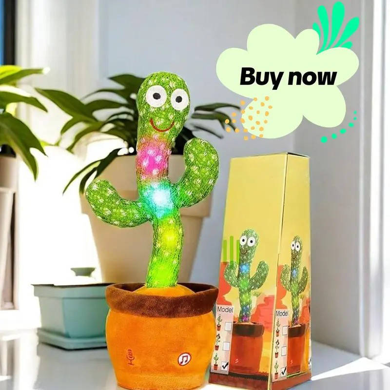 Dancing Cactus Toy, Interactive Talking and Singing Plush Toy, Repeats What You Say, LED Musical Toy for Toddlers