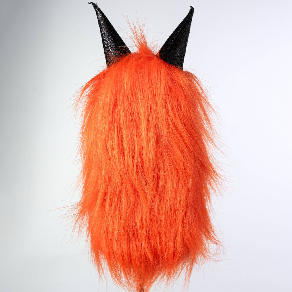 Artificial Furry Monster Eyeball Floral Spray with Orange Tinsel for Halloween Decor