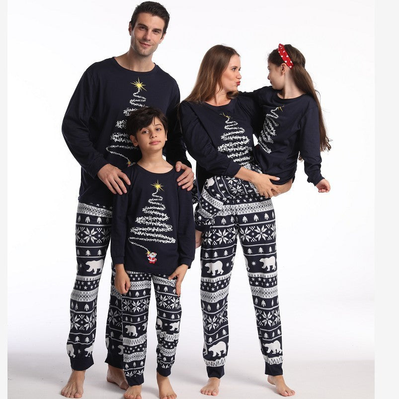 Family Matching Christmas Pajamas with Reindeer and Snowflake Print, Red or Blue
